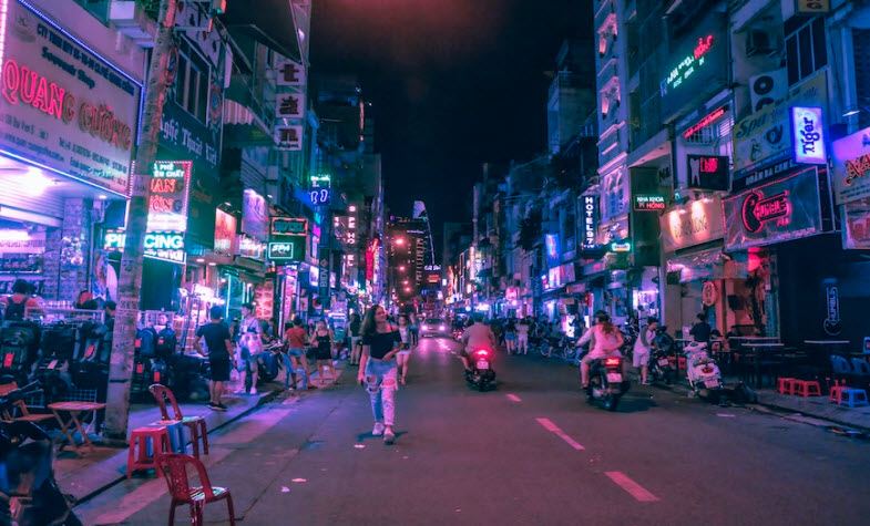 Nightlife street in Ho Chi Minh City - Bui Vien Street