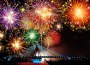 firework to welcome Tet holiday, red, yellow, green, purple